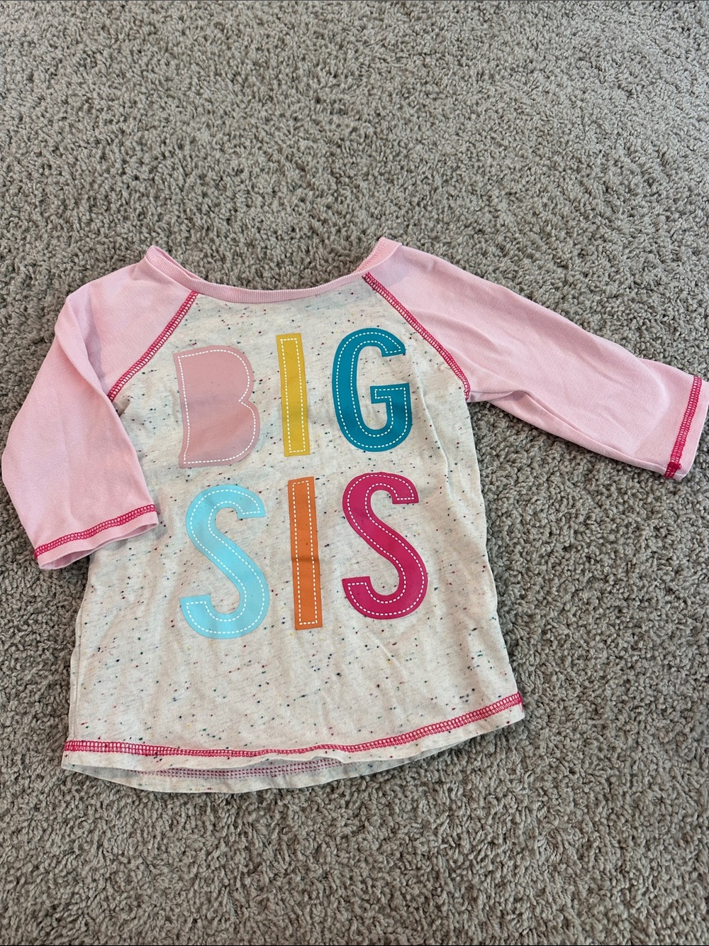 Mud Pie Pink Raglan 'BIG SIS' Color-Block Tee size 2T-3T